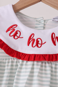 Santa applique gingham ruffle pants set