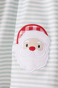 Santa applique gingham ruffle pants set