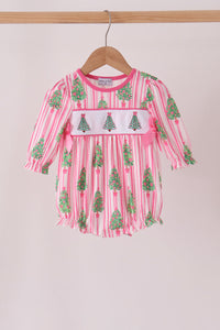 Christmas tree embroidery stripe bow bubble