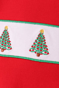Christmas Tree Embroidery Stripe Pants Set