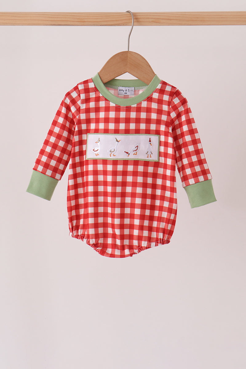 Goose embroidery gingham bubble