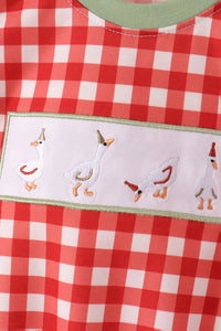 Goose embroidery gingham bubble