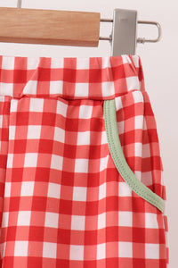 Goose embroidery gingham pants set