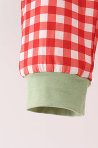 Goose embroidery gingham pants set