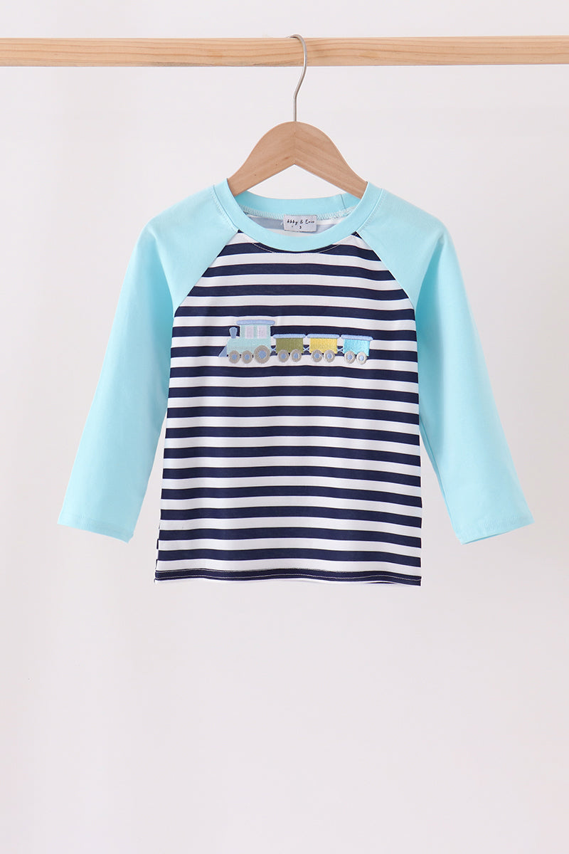 Train embroidery stripe top