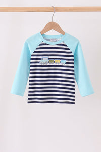 Train embroidery stripe top