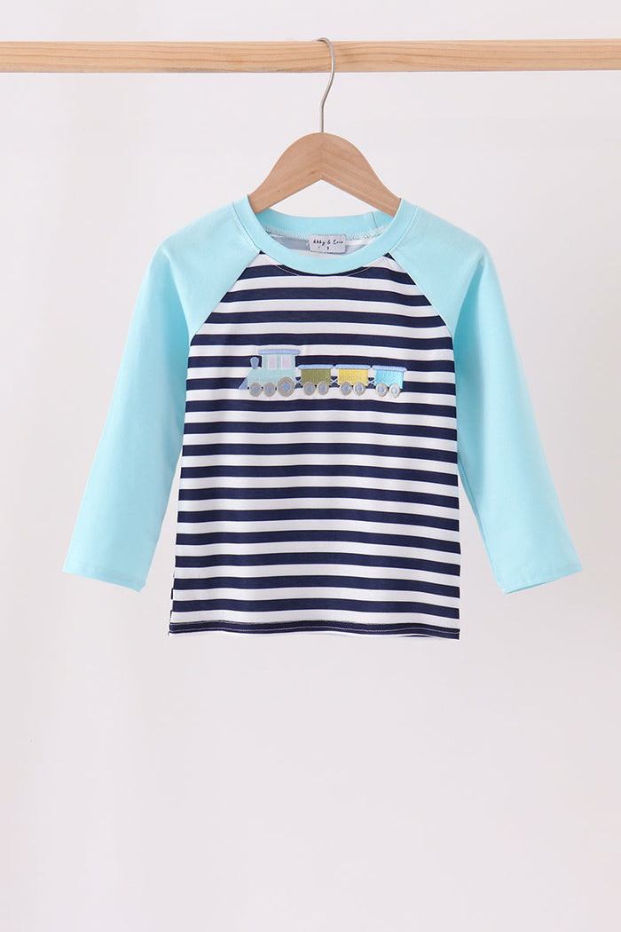 Train embroidery stripe top