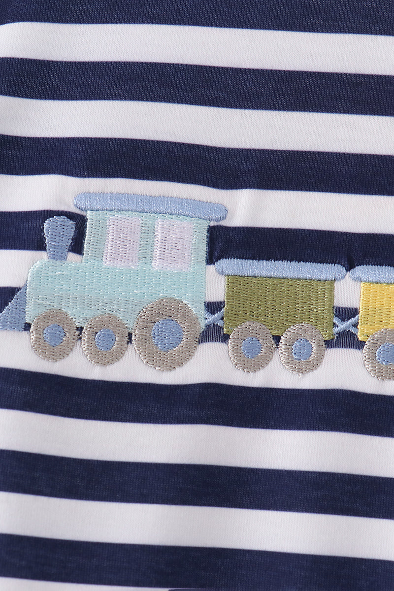 Train embroidery stripe top