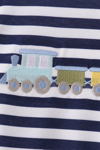 Train embroidery stripe top