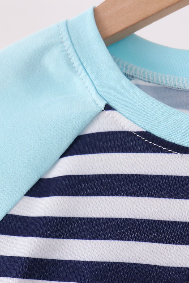 Train embroidery stripe top