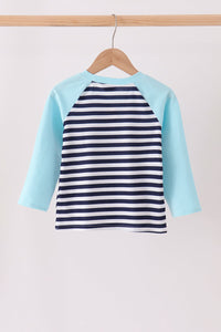 Train embroidery stripe top