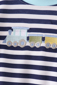 Train embroidery stripe pants set
