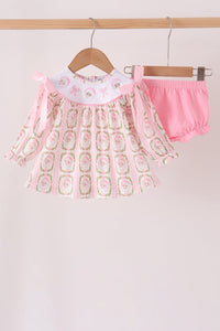 Santa bow embroidery bloomer set