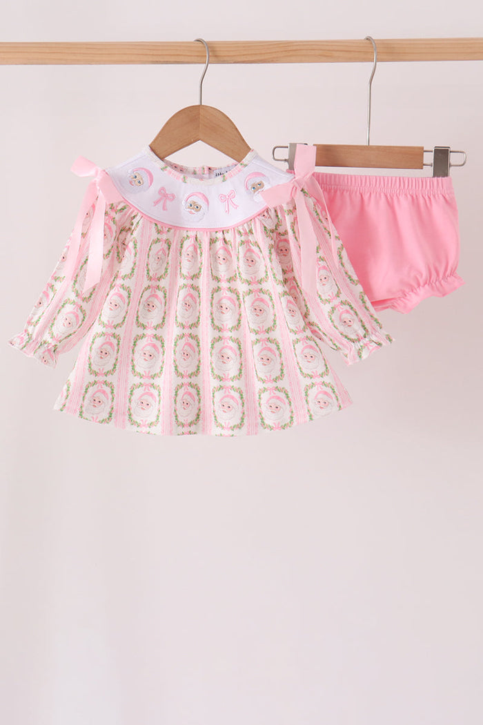 Santa bow embroidery bloomer set