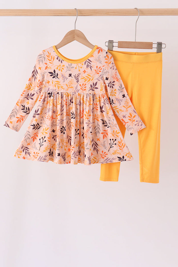 Leaves bamboo pants set