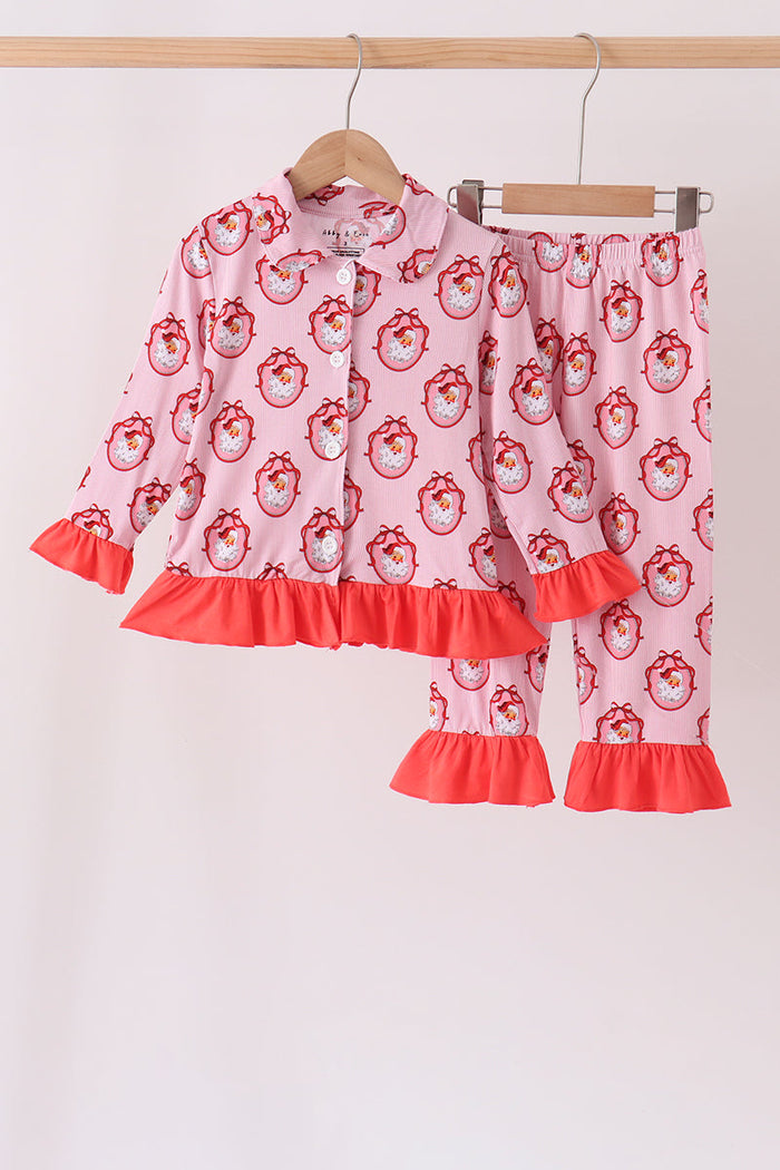 Santa claus bamboo ruffle pajama set