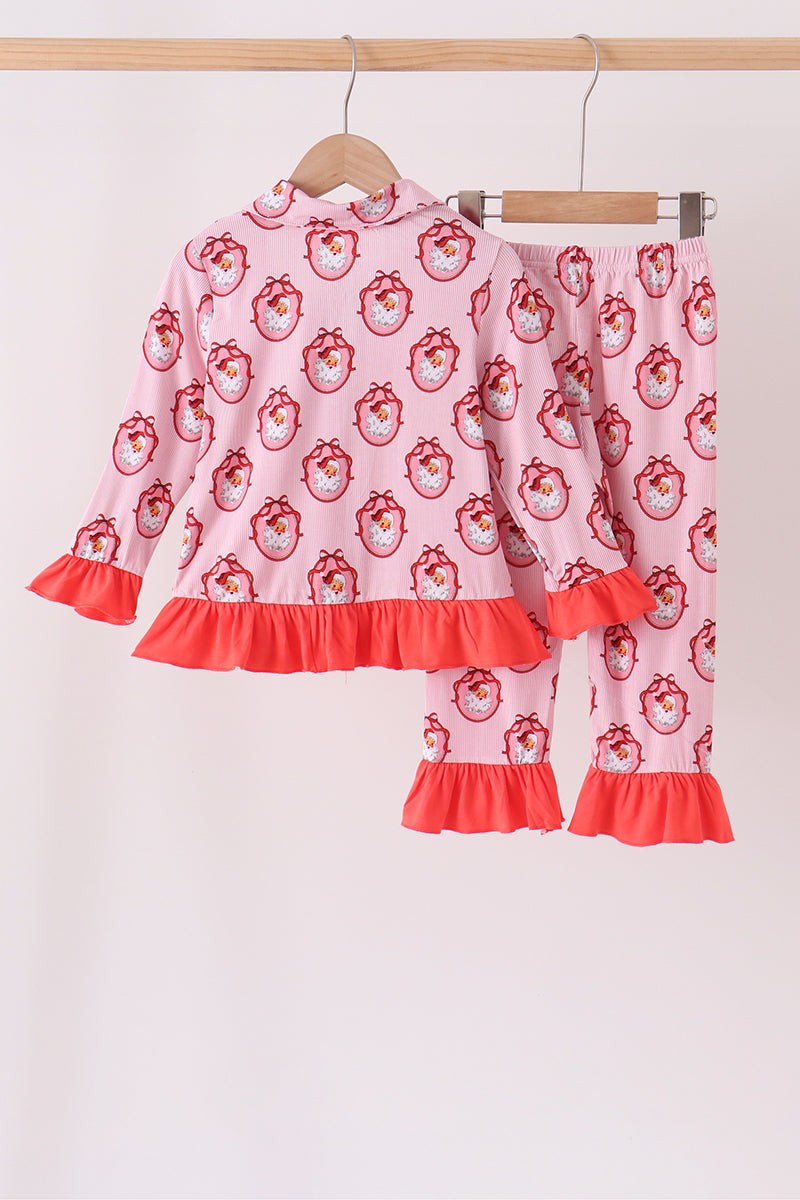 Santa claus bamboo ruffle pajama set
