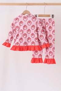 Santa claus bamboo ruffle pajama set