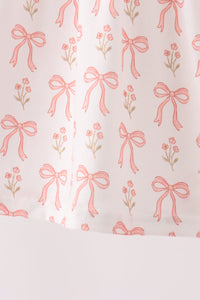 Pink Bow embroidery ruffle dress