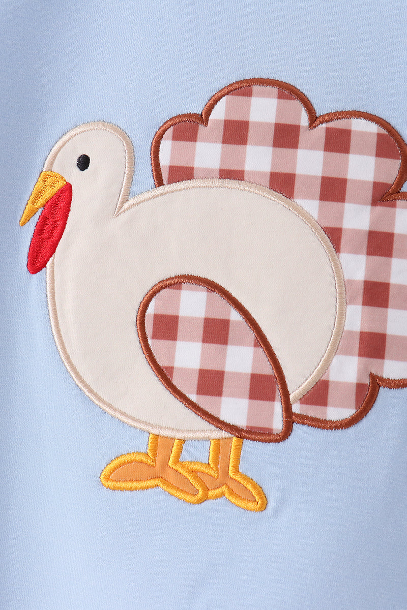Turkey applique gingham pants set