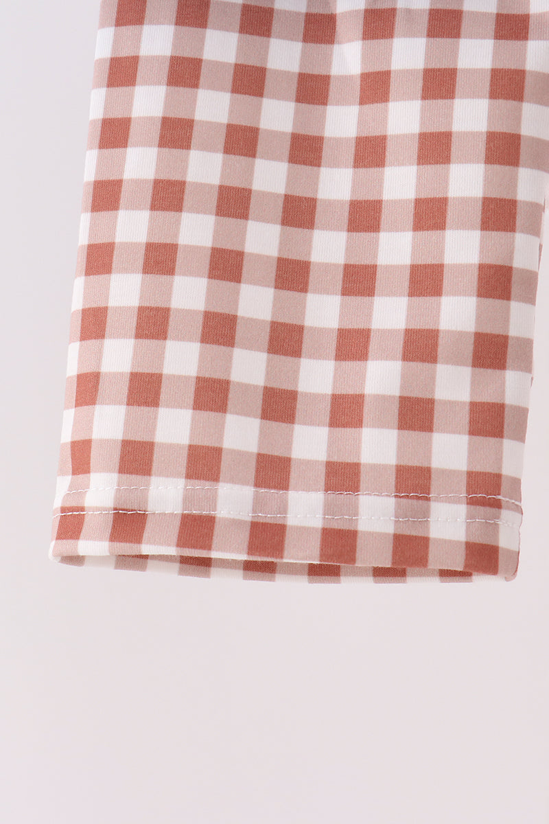 Turkey applique gingham pants set