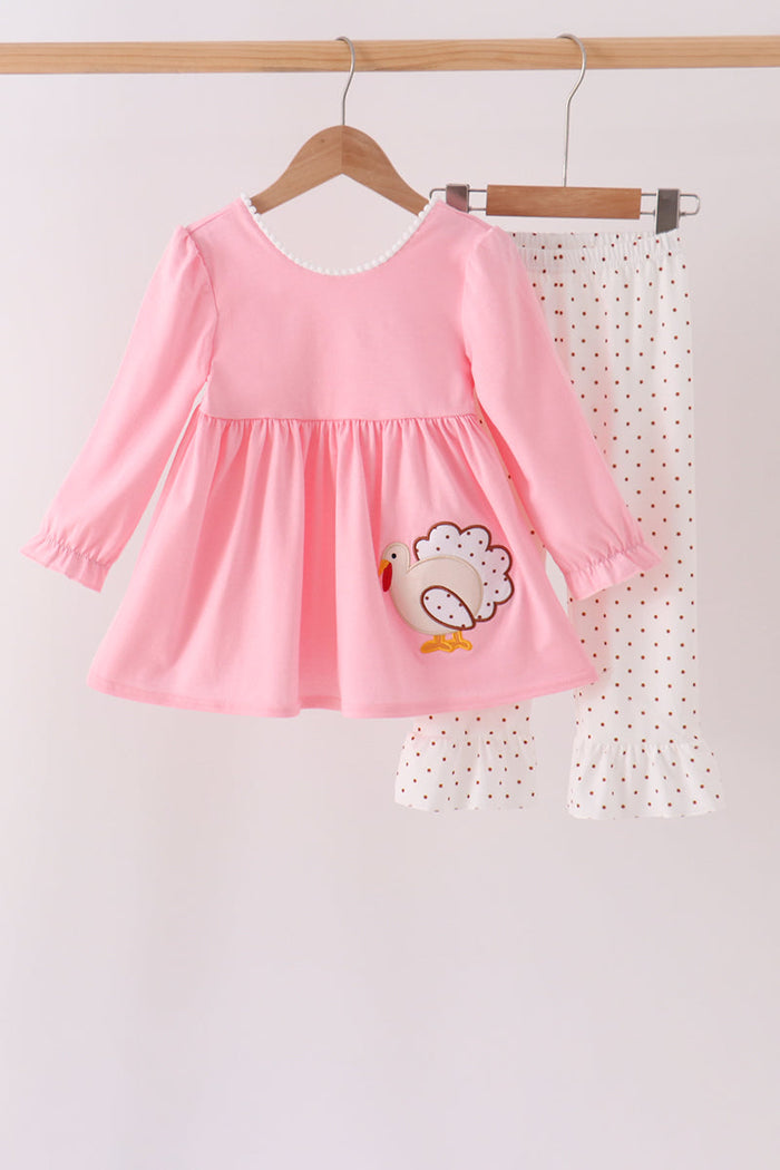 Turkey applique ruffle pants set