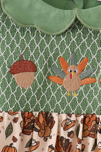 Pumpkin turkey smocked dress