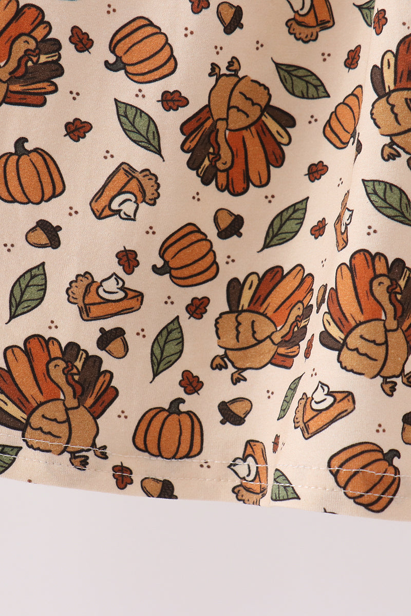 Pumpkin turkey smocked dress