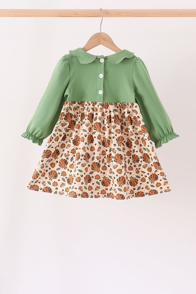 Pumpkin turkey smocked dress