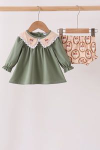 Goose pumpkin embroidery bloomer set