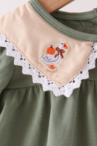 Goose pumpkin embroidery bloomer set