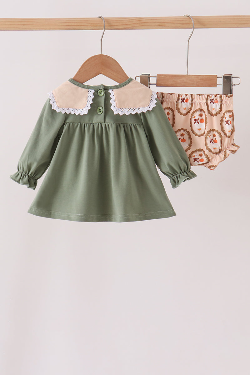 Goose pumpkin embroidery bloomer set