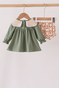 Goose pumpkin embroidery bloomer set
