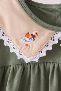 Goose pumpkin embroidery pants set