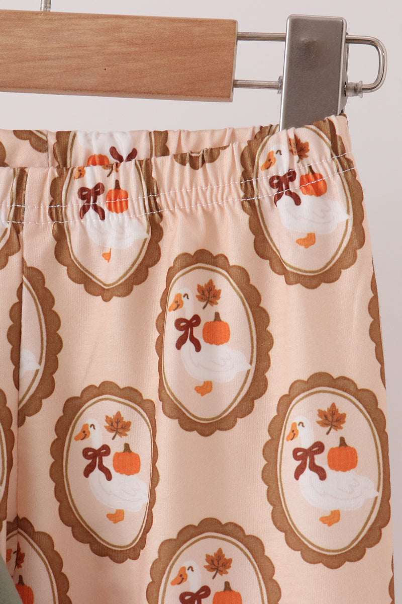 Goose pumpkin embroidery pants set
