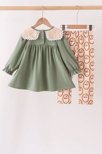Goose pumpkin embroidery pants set