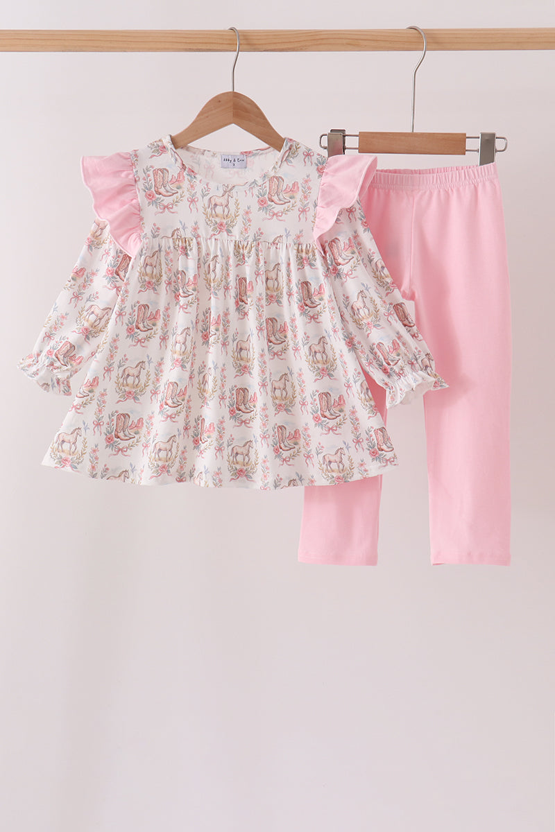 Horse ruffle pants set