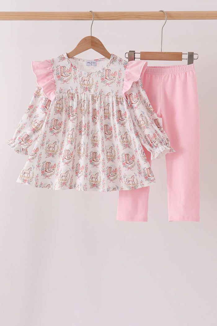 Horse ruffle pants set