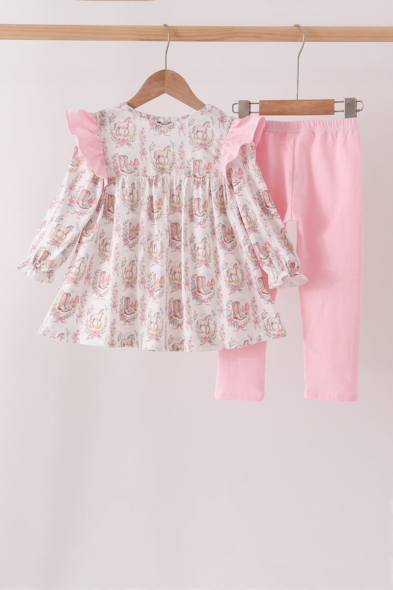Horse ruffle pants set