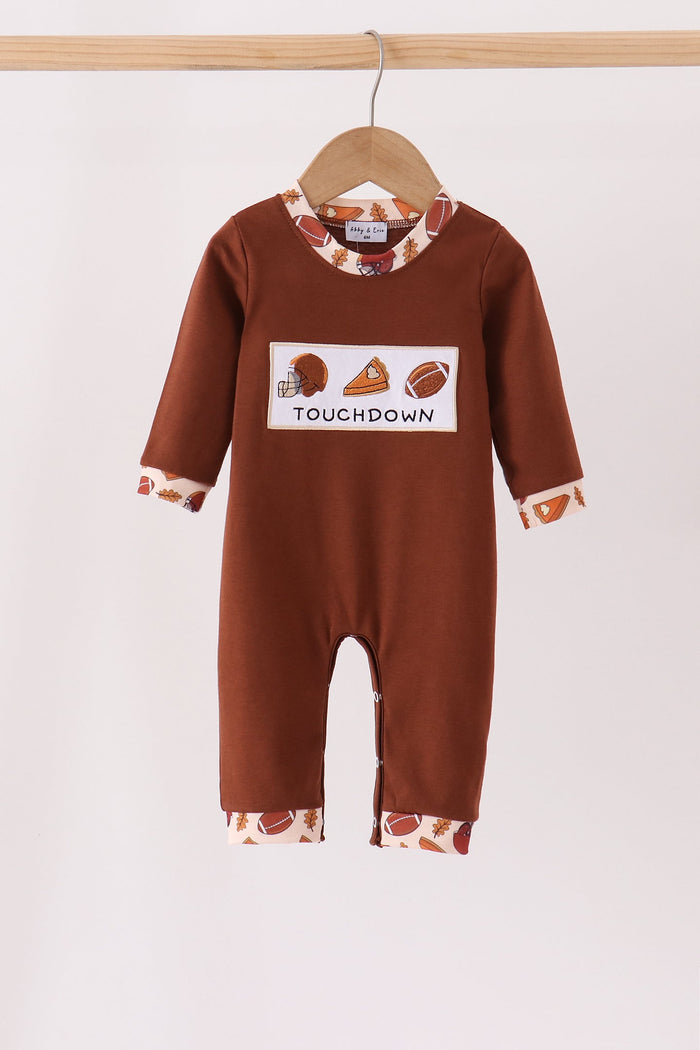 Touchdown football embroidery romper