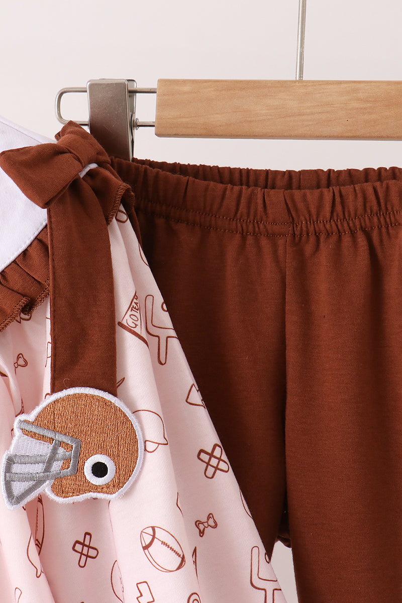 Touchdown football embroidery ruffle pants set