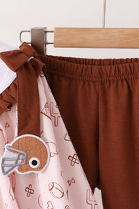 Touchdown football embroidery ruffle pants set