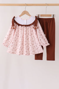 Touchdown football embroidery ruffle pants set