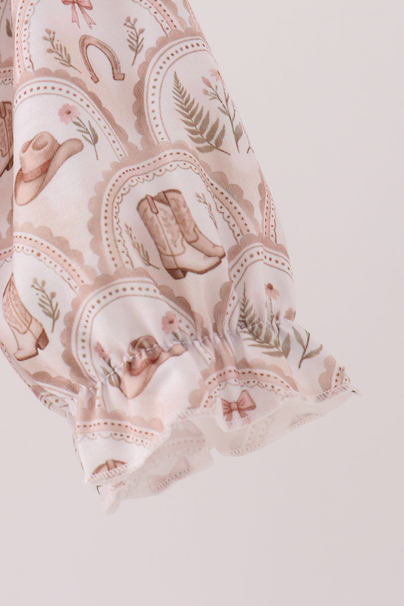 Howdy Y'ALL embroidery ruffle bubble