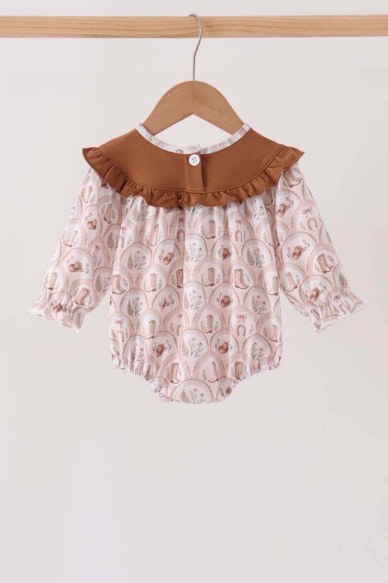 Howdy Y'ALL embroidery ruffle bubble
