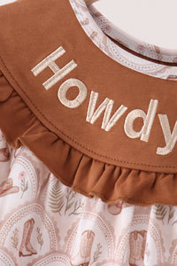Howdy Y'ALL embroidery ruffle dress