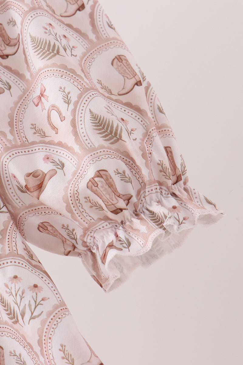 Howdy Y'ALL embroidery ruffle dress