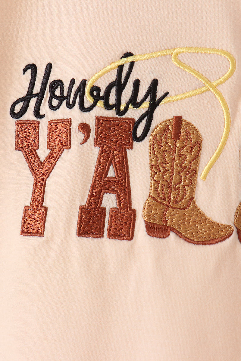 Howdy Y'ALL boots embroidery plaid pants set