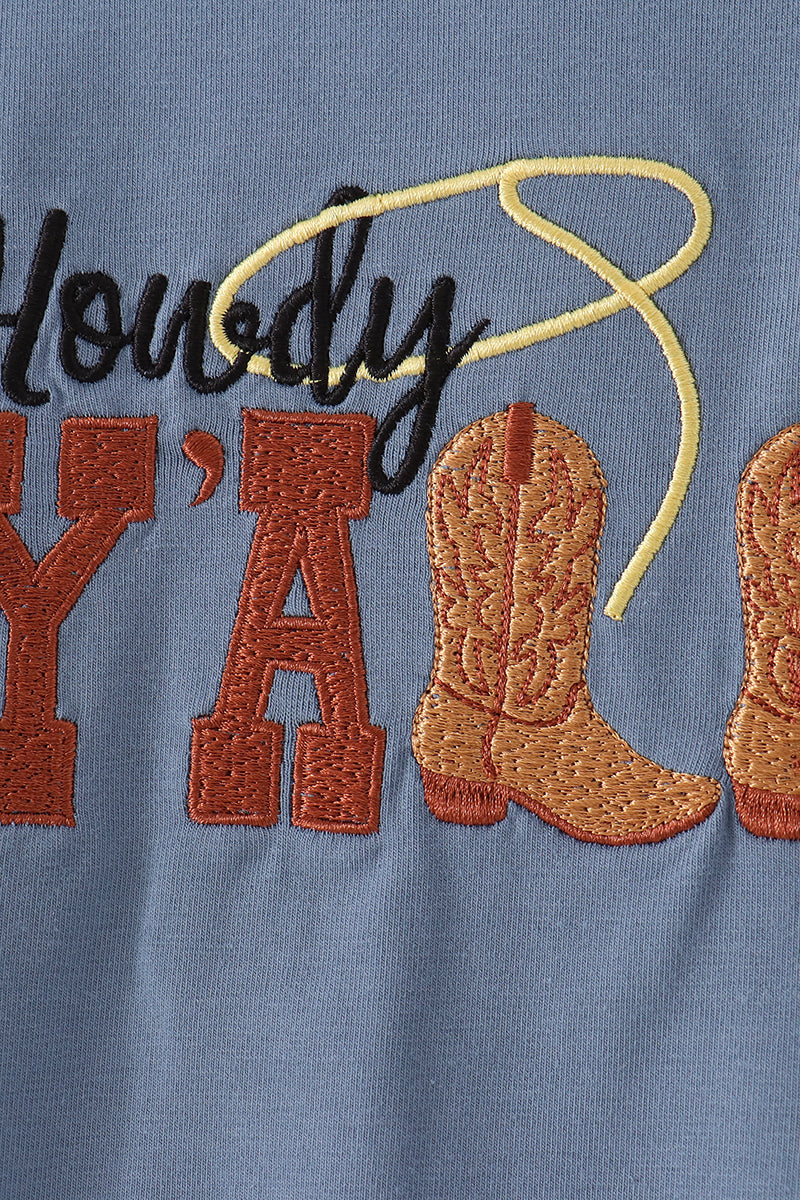 Howdy Y'ALL boots embroidery hoodie