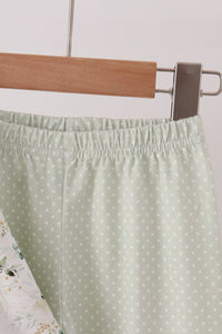 Sage floral smocked ruffle pants set